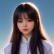 日本影视研究员赵文静的照片，女性，书桌前阅读日文资料，背景有日本电影海报